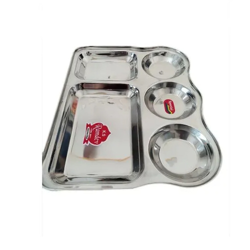 5 Compartment Stainless Steel Plate