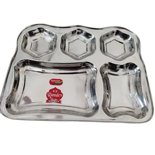 Ss 5 Compartment Dinner Plate - Color: Silver / Grey