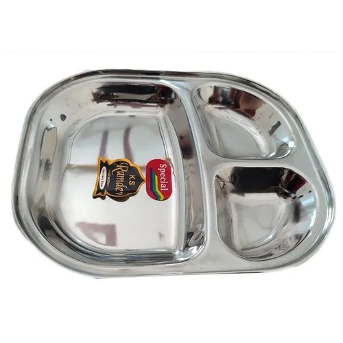 Silver Stainless Steel Serving Plate