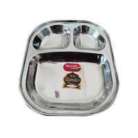 Silver Stainless Steel Compartment Plate
