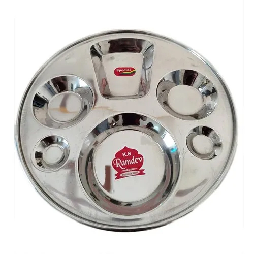 12 Inch Stainless Steel Compartment Plate - Color: Silver