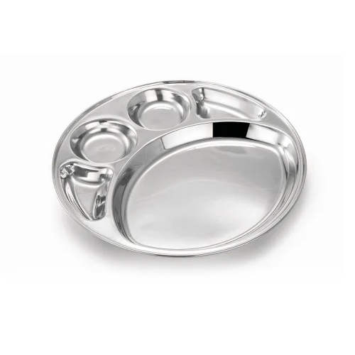 Stainless Steel Compartment Thali For Restaurant - Color: Silver