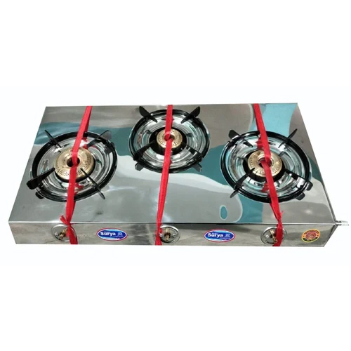 Surya Three Burner Gas Stove - Ignition Type: Manual