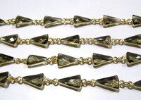 Natural Smoky Quartz Trillion Shape Briolette Faceted Bezel Connector Chain 10x13mm