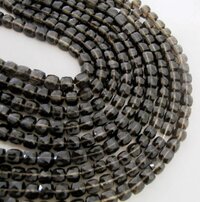 Natural Smoky Quartz 3d Cube 6 To 8mm Beads - Color: Brown