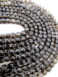 Natural Smoky Quartz 3D Cube 6 to 8mm Beads