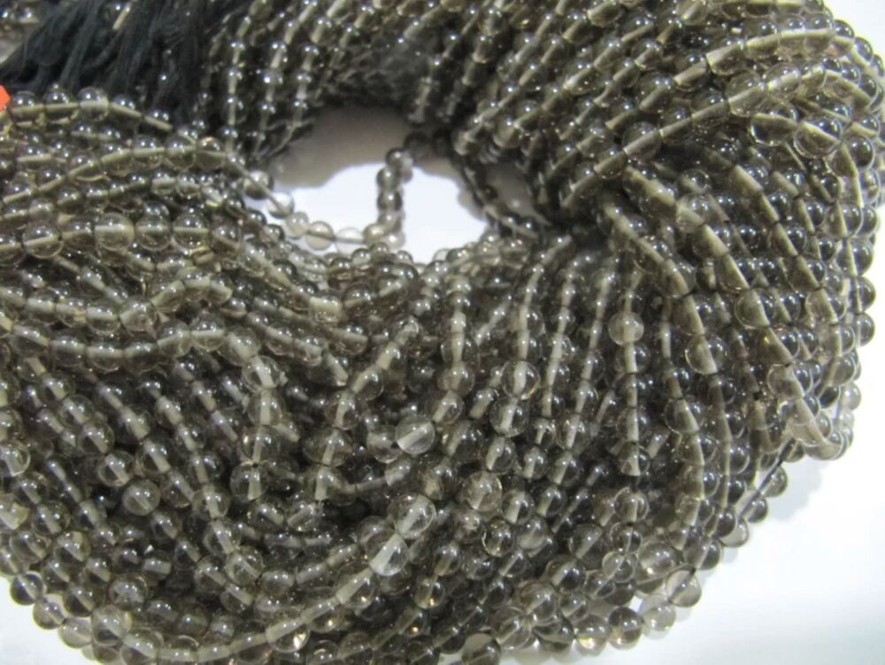 Natural Genuine Smoky Quartz Round Plain Smooth 4-5 mm
