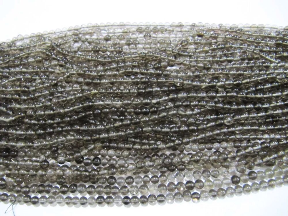 Natural Genuine Smoky Quartz Round Plain Smooth 4-5 mm