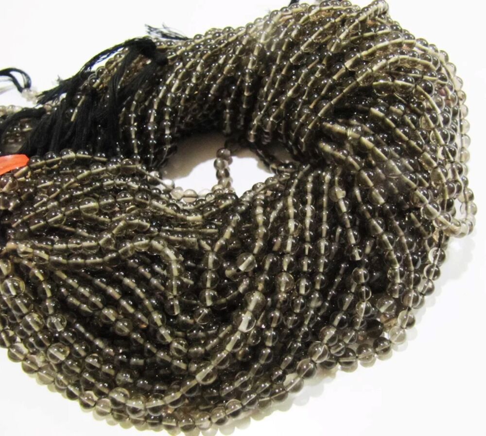 Natural Genuine Smoky Quartz Round Plain Smooth 4-5 mm