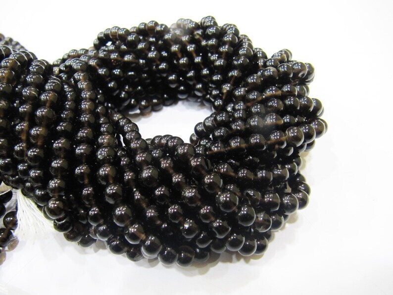 Natural Smoky Quartz Round Plain Smooth 5 to 6mm best Quality Beads
