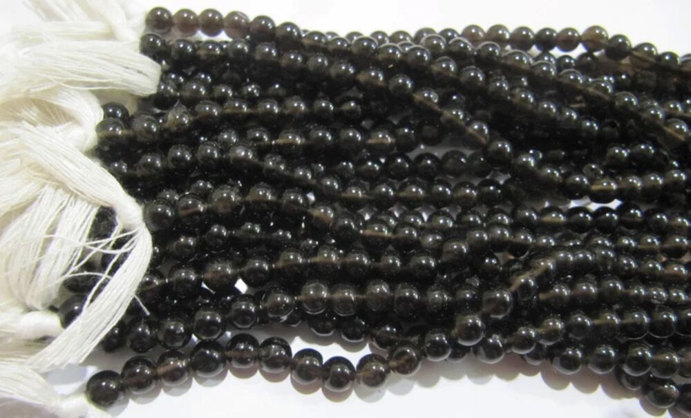 Natural Smoky Quartz Round Plain Smooth 5 to 6mm best Quality Beads