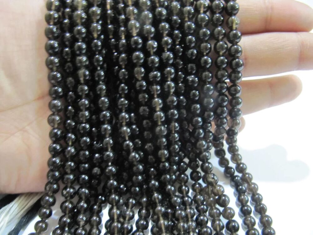 Natural Smoky Quartz Round Plain Smooth 5 to 6mm best Quality Beads