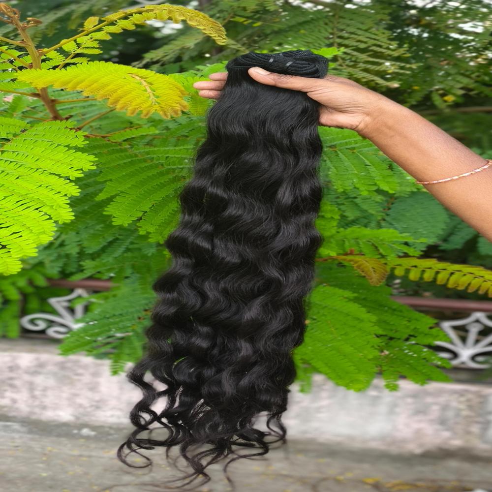 Long SIze Raw Wavy Human Hair Extensions Temple Hair