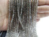 Natural Smoky Quartz Rondelle Faceted Beads 3-4 mm