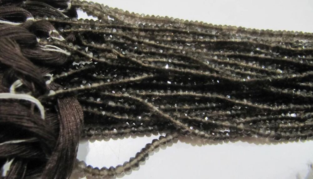 Natural Smoky Quartz Rondelle Faceted Beads 3mm