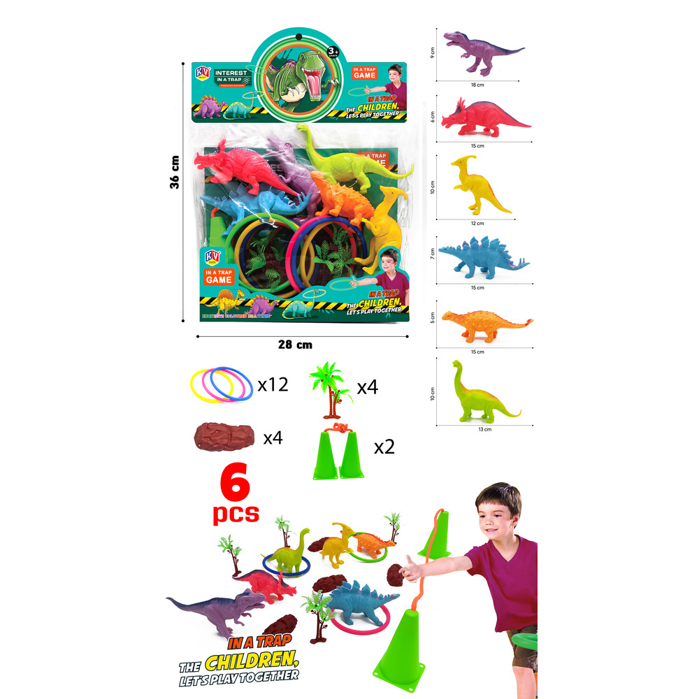 6 Pc Dinosaurs With Ring (356)
