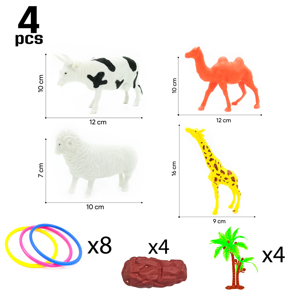 4 Pc Farm Animal With Rings (307)
