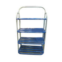 3 Shelves Mild Steel Shoes Rack - Mild Steel, 3-tier Design, Trendy Blue Color | Water-resistant, Modern Indian Style For Indoor Use