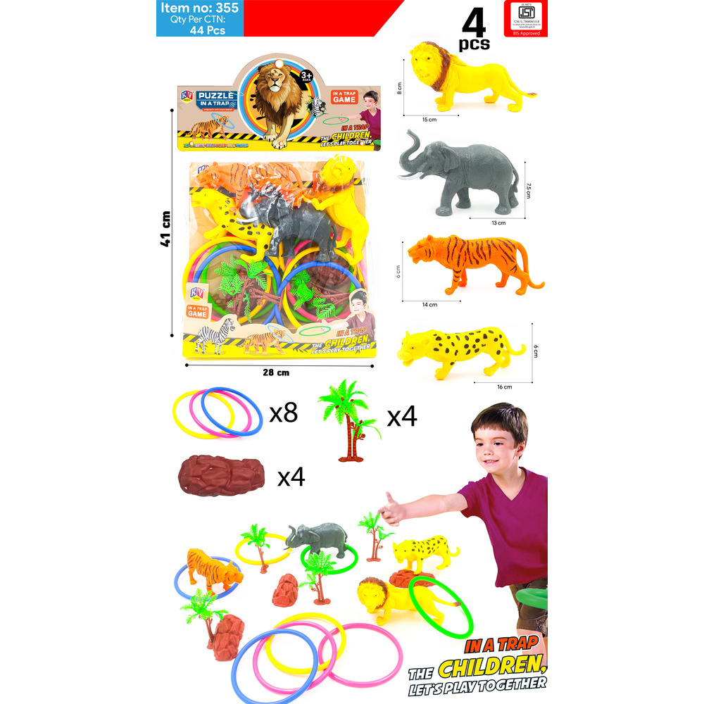 4 Pc Wild Animal With Ring (355)