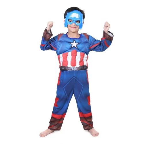 Kids Captain America Costume - Color: Blue And Red