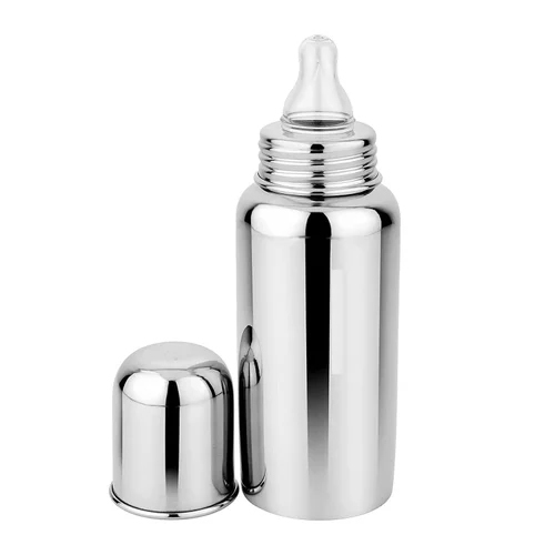 Stainless Steel Baby Feeding Bottle - Color: Silver