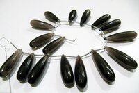 Natural Smoky Quartz Long Tear Drop Plain Smooth Beads