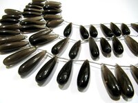 Natural Smoky Quartz Long Tear Drop Plain Smooth Beads