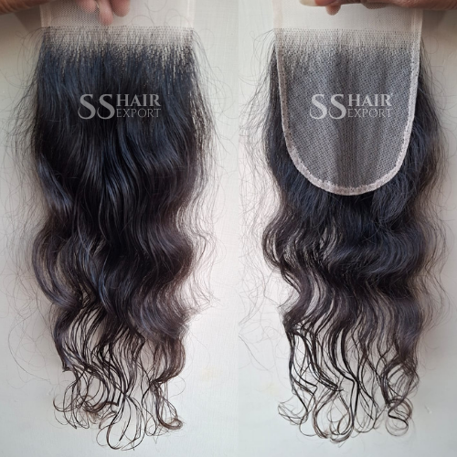 Indian 4x4 Closure Sew in Side Part Swiss Lace Virgin Human Hair Natural Black 18inch Supplier