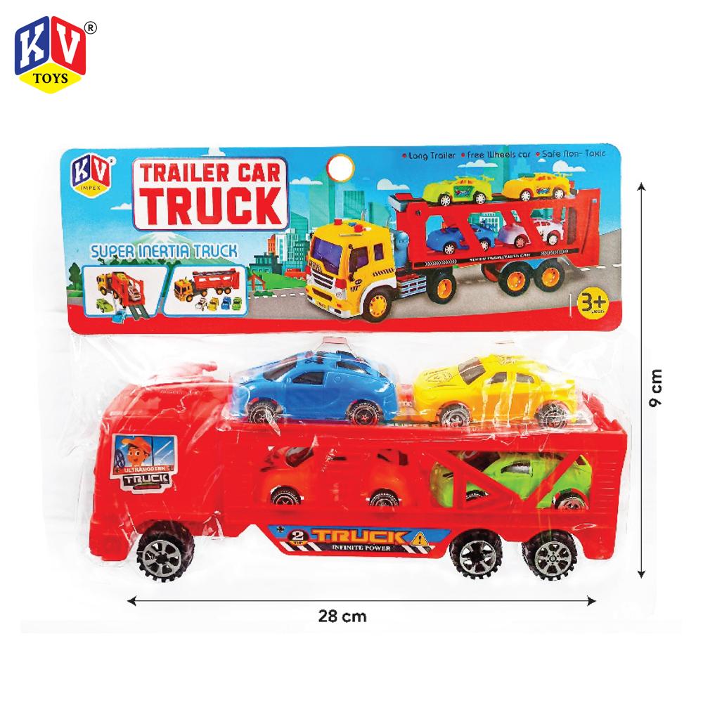 Trailer Car Truck - 4 pc car & 1 trailer - Available in 5 Colors - PVC Packaging (016)