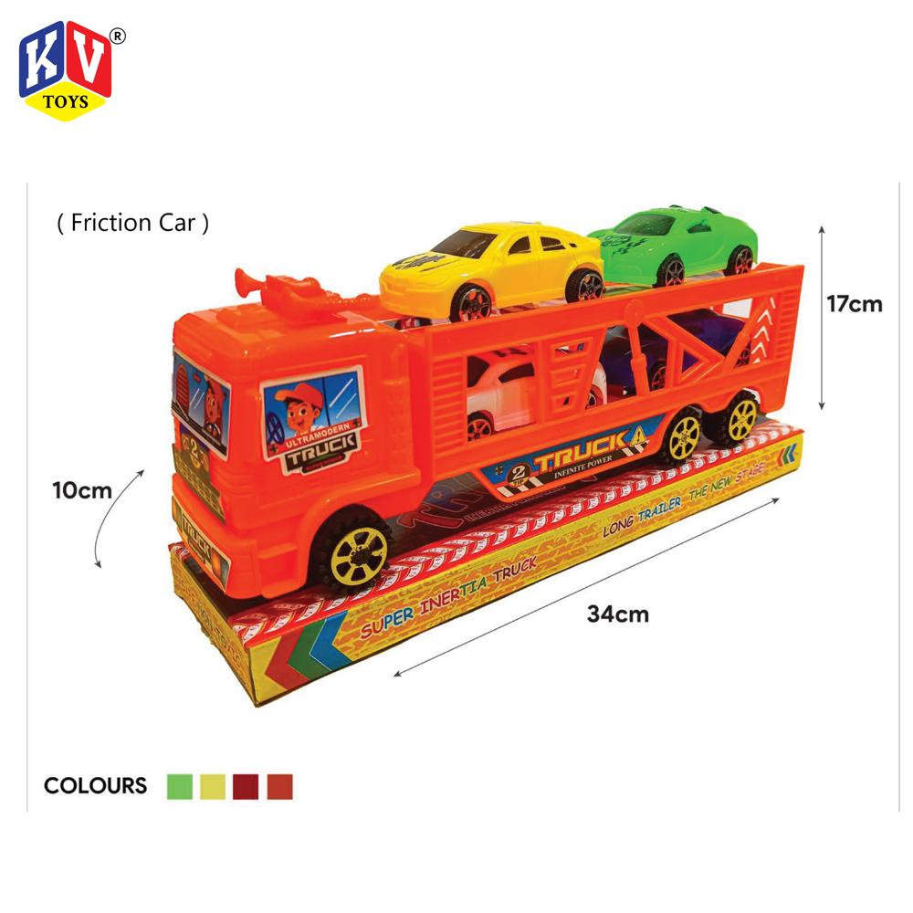 Trailer Car Truck - 4 pc car & 1 trailer - Available in 5 Colors - Blister Packaging (017)