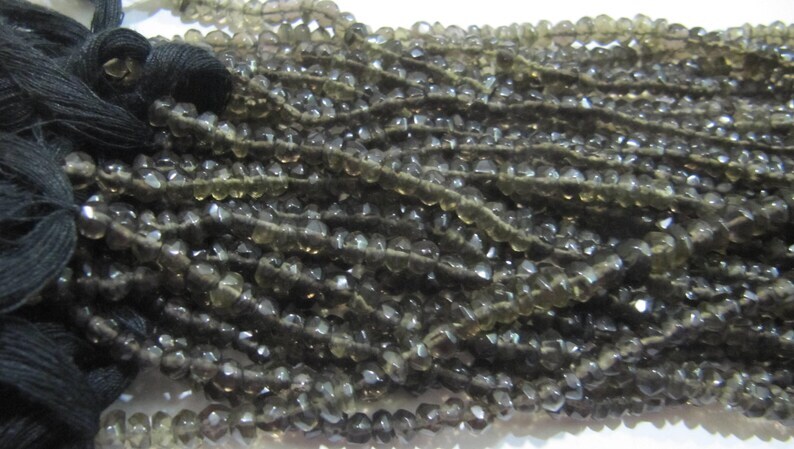 Natural Smoky Quartz Rondelle Faceted 4mm