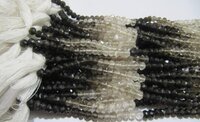 Natural Smoky Quartz Rondelle Shaded Faceted Beads