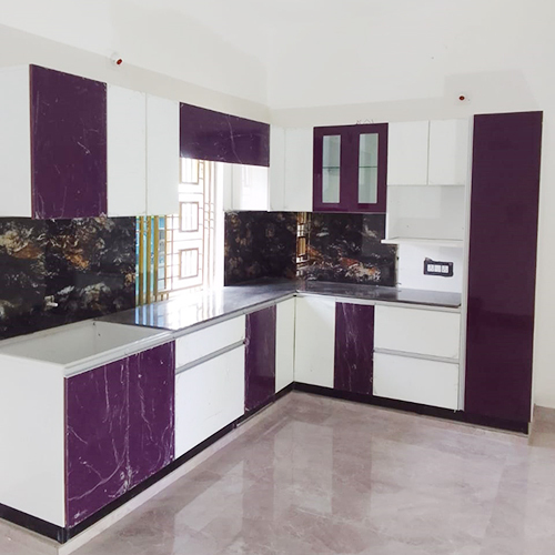 L Shape Modular Kitchen - Color: As Per Availability