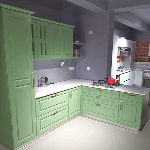 L Shape Modular Kitchen - Color: As Per Availability