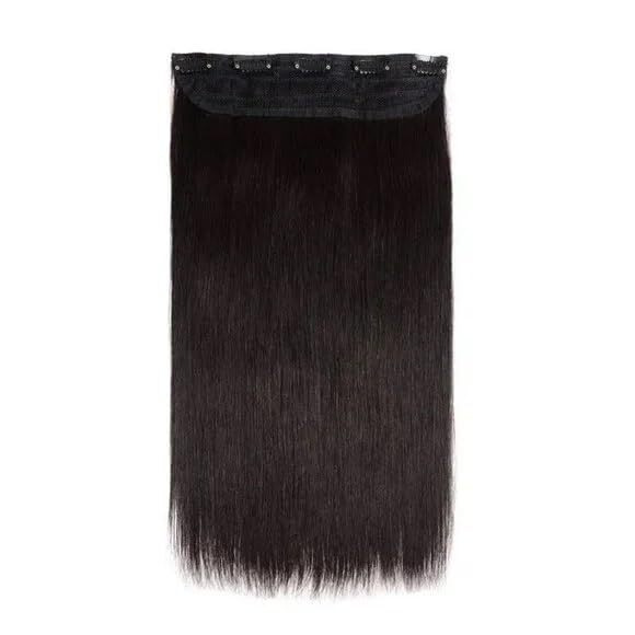 Real Human Hair Extensions 1 Pcs Instant Volume And Thickness Straight (24 Inch, Natural Black), 100 Gram