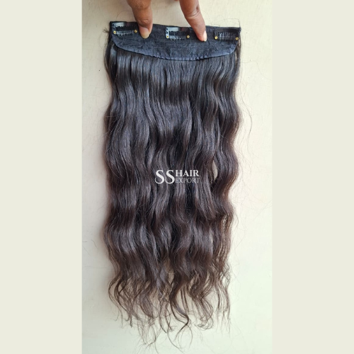 One Piece Clip In Hair Extensions Wavy Human Hair 20inch Instant Volume & Thickness