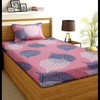 Glace Cotton Single Bedsheet - 80% Polyester, 20% Cotton, 60x90 Inch, Assorted Print, Washable, Twin Size, 2 Pillowcases, Plaid Pattern