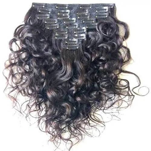 Curly Hair Clip In Weave Real Black Human Hair Extensions Vendor