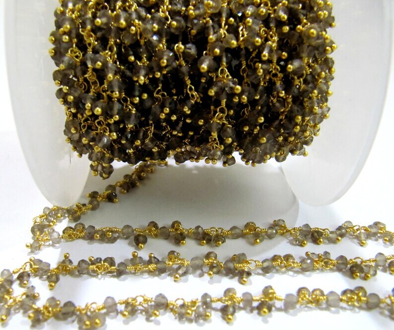 Natural Smoky Quartz Rondelle Faceted 3mm Beads