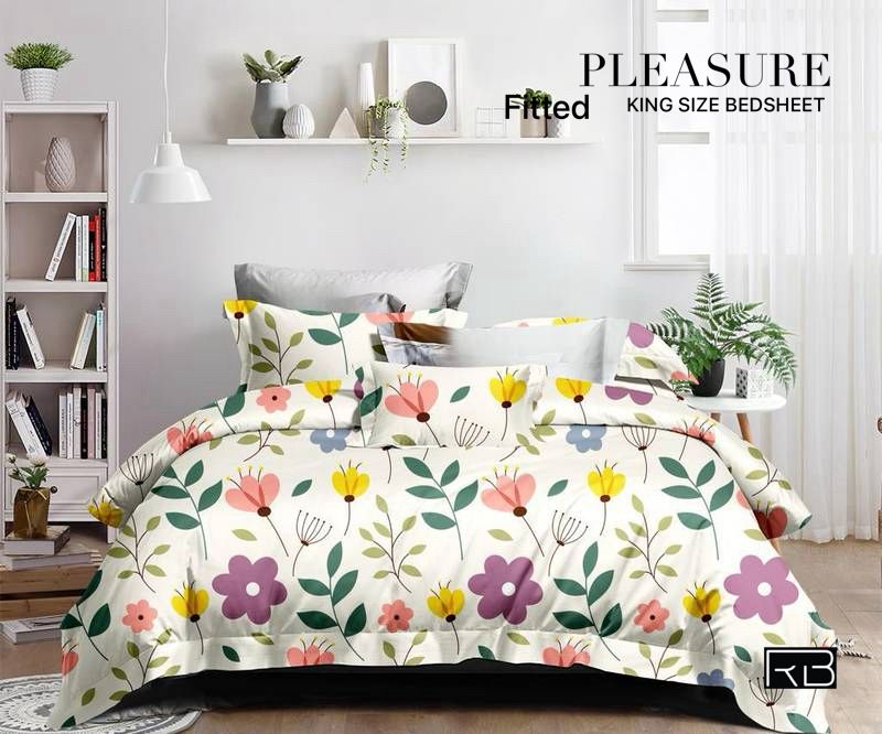 Fitted King Size Bedsheets - Color: As Per Requirement