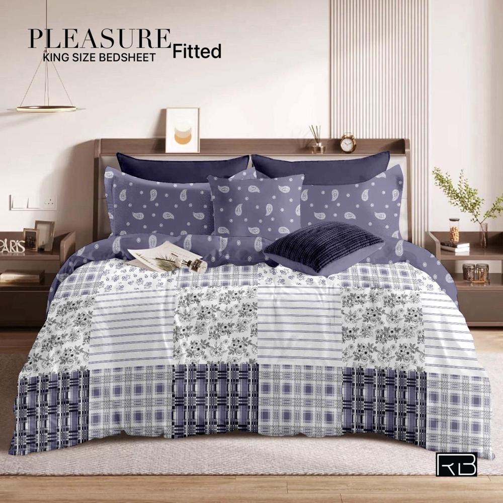 Fitted King Size Bedsheets - Color: As Per Requirement
