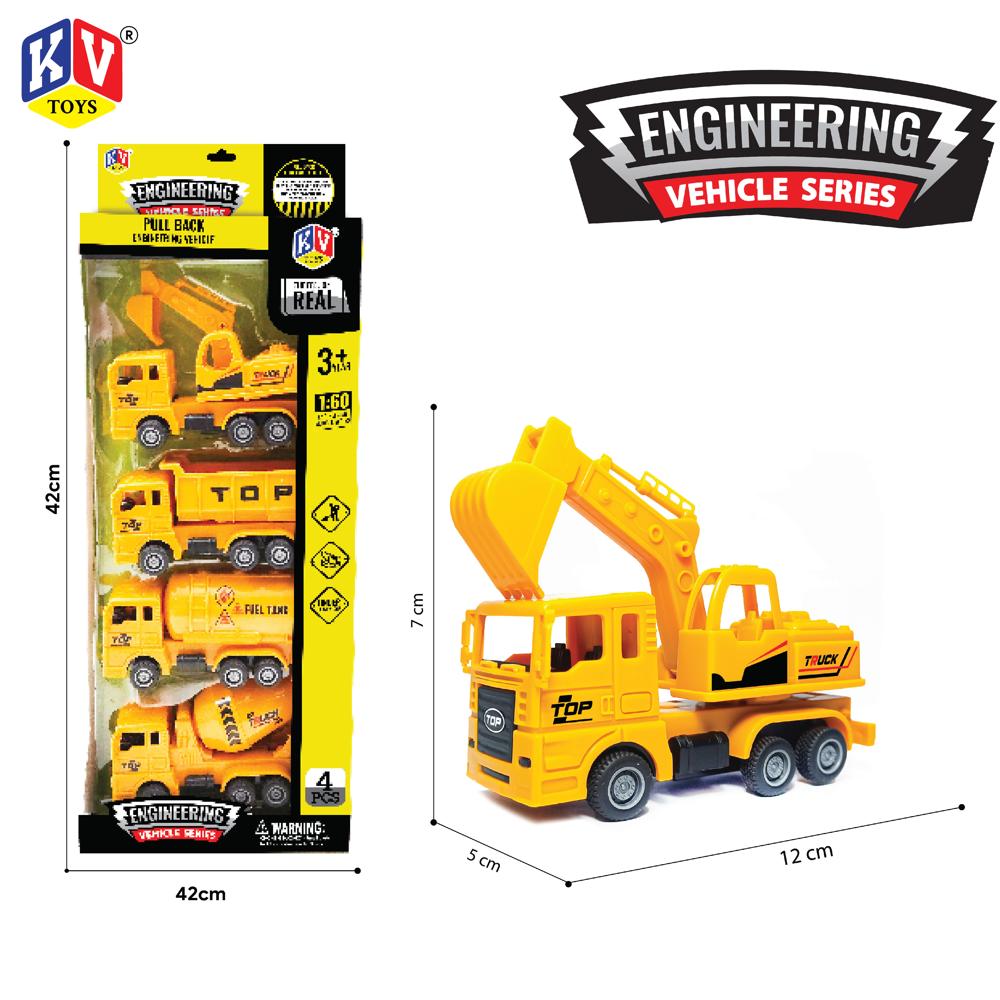 Pull Back Engineering Vehicle Pack of 4 (646)