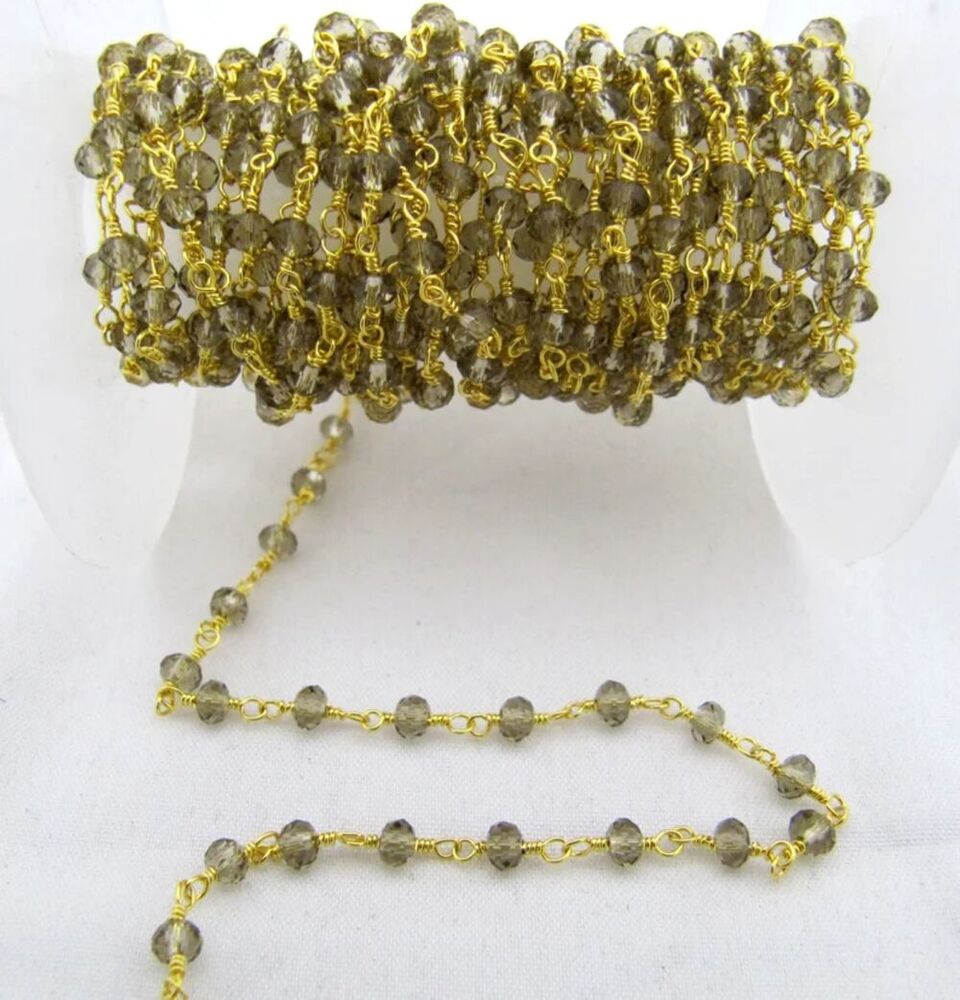 3 Feet- Smoky Quartz Rondelle Faceted Size 3mm