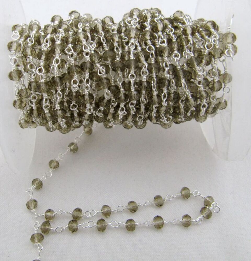 3 Feet- Smoky Quartz Rondelle Faceted Size 3mm
