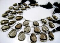 Natural Smoky Quartz Pear shape Briolette Faceted Beads 15x20 mm