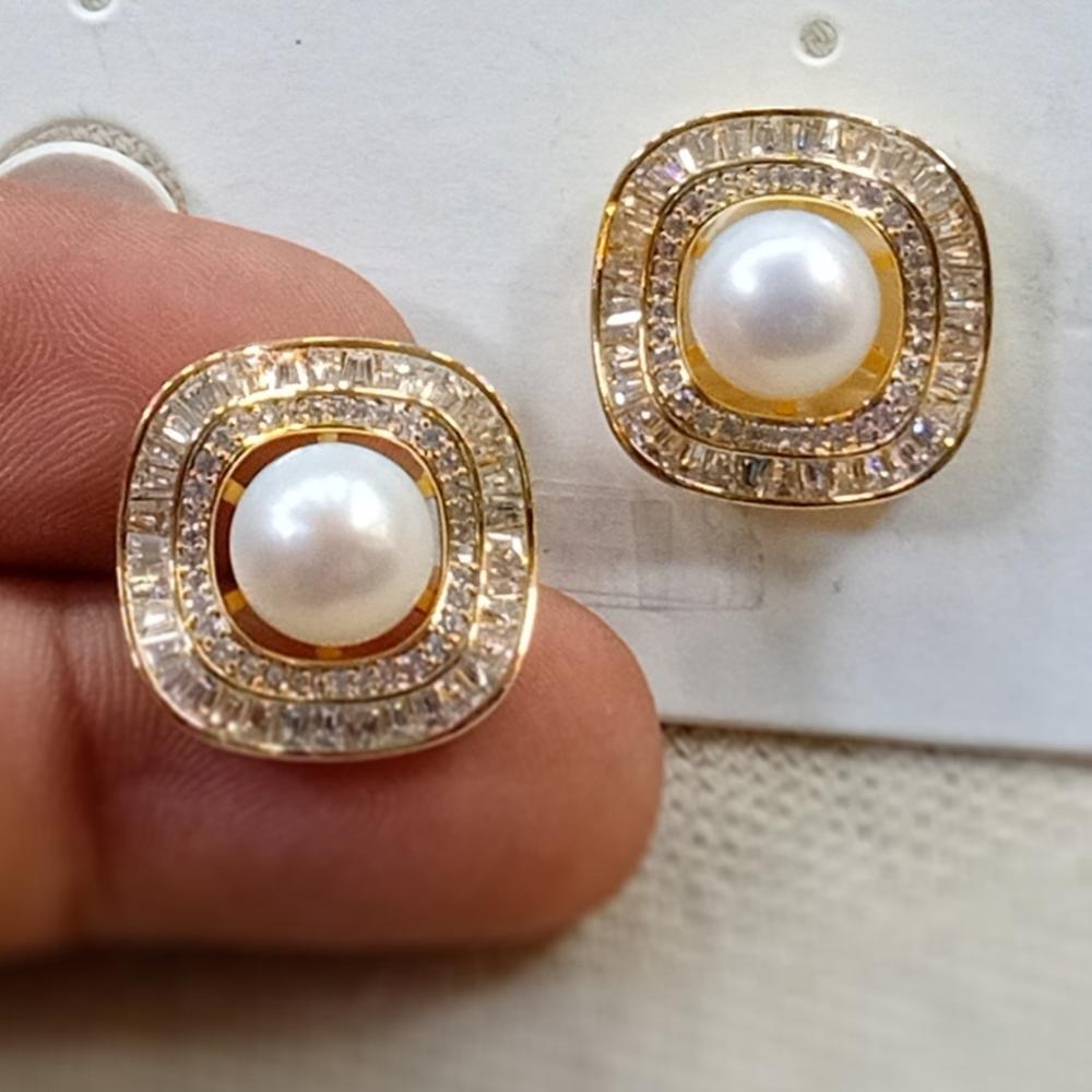 Costume Fashion Designer Stainless Steel Earrings - Stainless Steel, Free Size, Gold Color | Stud Earrings With Imitation Pearls For All Occasions