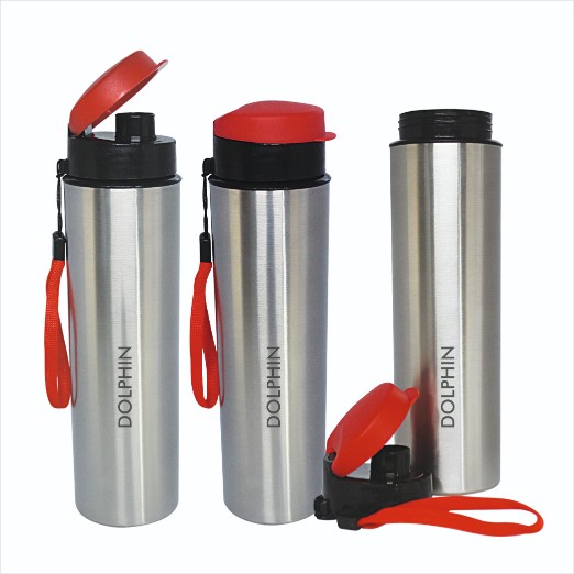 S.s. Fliptop Water Bottle 1000ml - Stainless Steel 1 Ltr/hr Capacity Silver Color Narrow Flip Top Lid For Easy Drinking And Spill Prevention