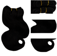 Indian Premium Remy Weft Hair Extensions Short Wave Hair Bundles Natural Black Color 10 Inch