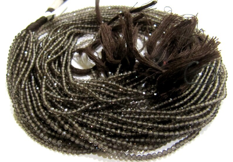 Natural Smoky Quartz 2 to 2.5mm Rondelle Micro faceted Gemstone Beads