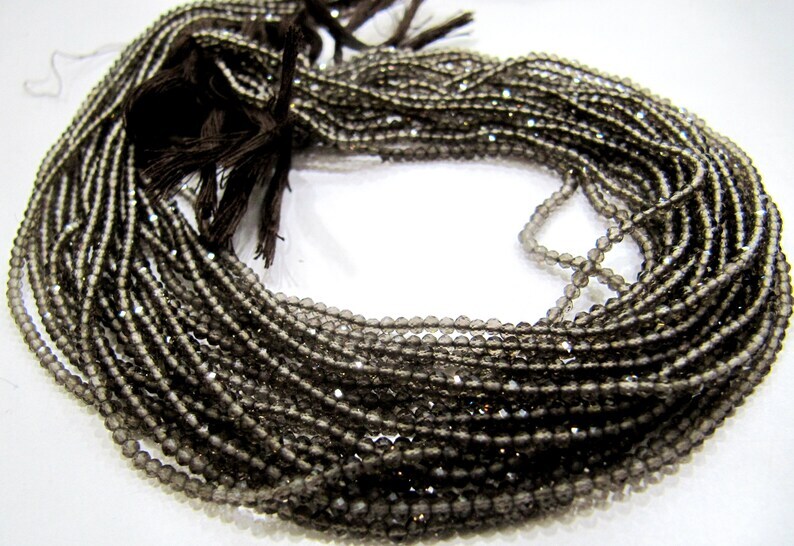 Natural Smoky Quartz 2 to 2.5mm Rondelle Micro faceted Gemstone Beads